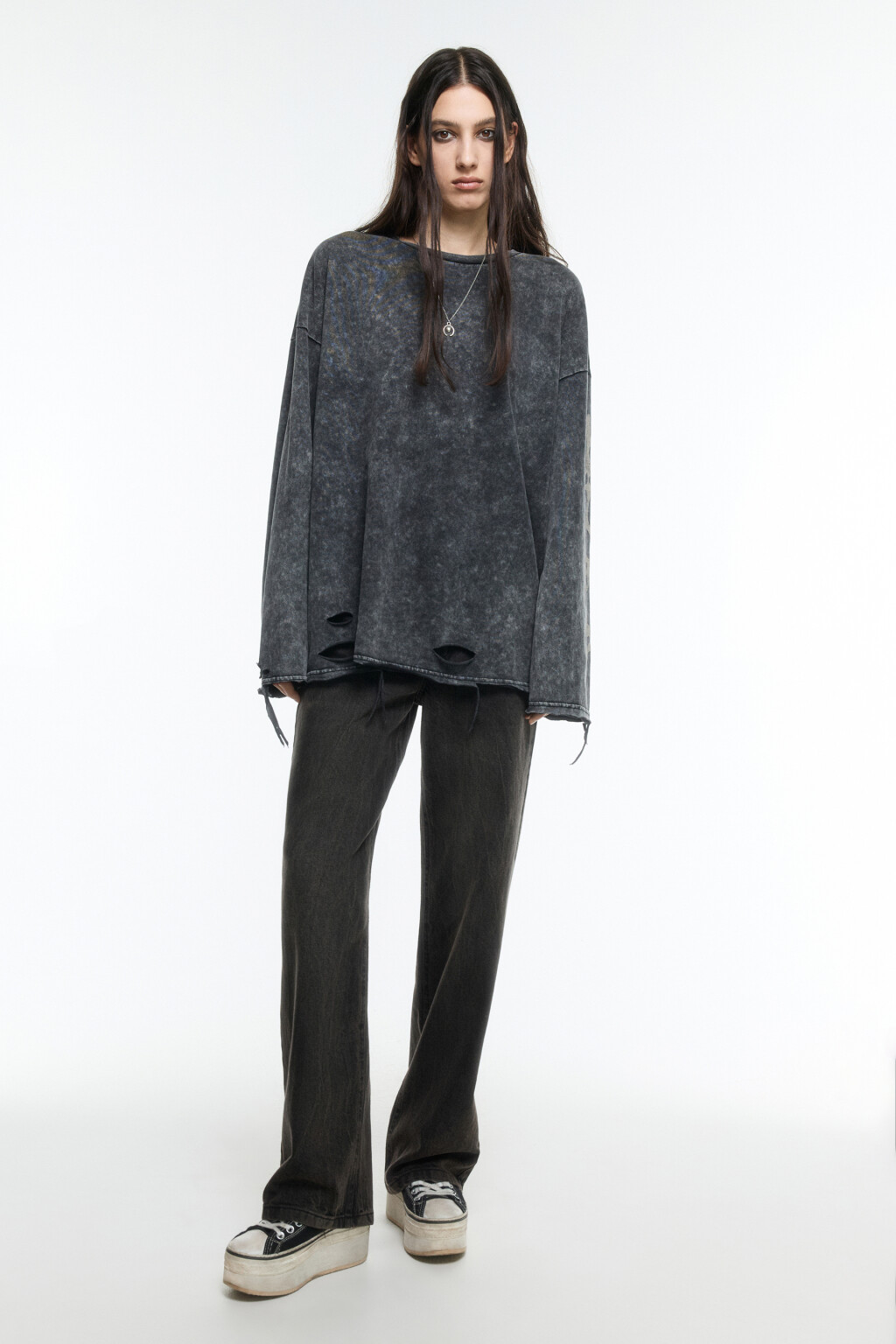 Джинсы straight fit прямые со средней посадкой - цвет серый - 5