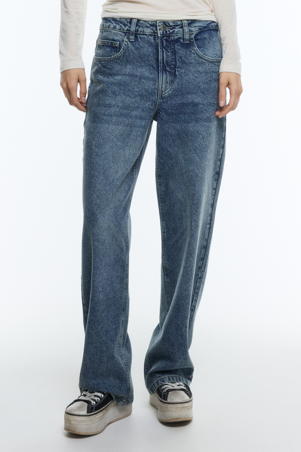 Джинсы straight fit прямые со средней посадкой - цвет синий - 2