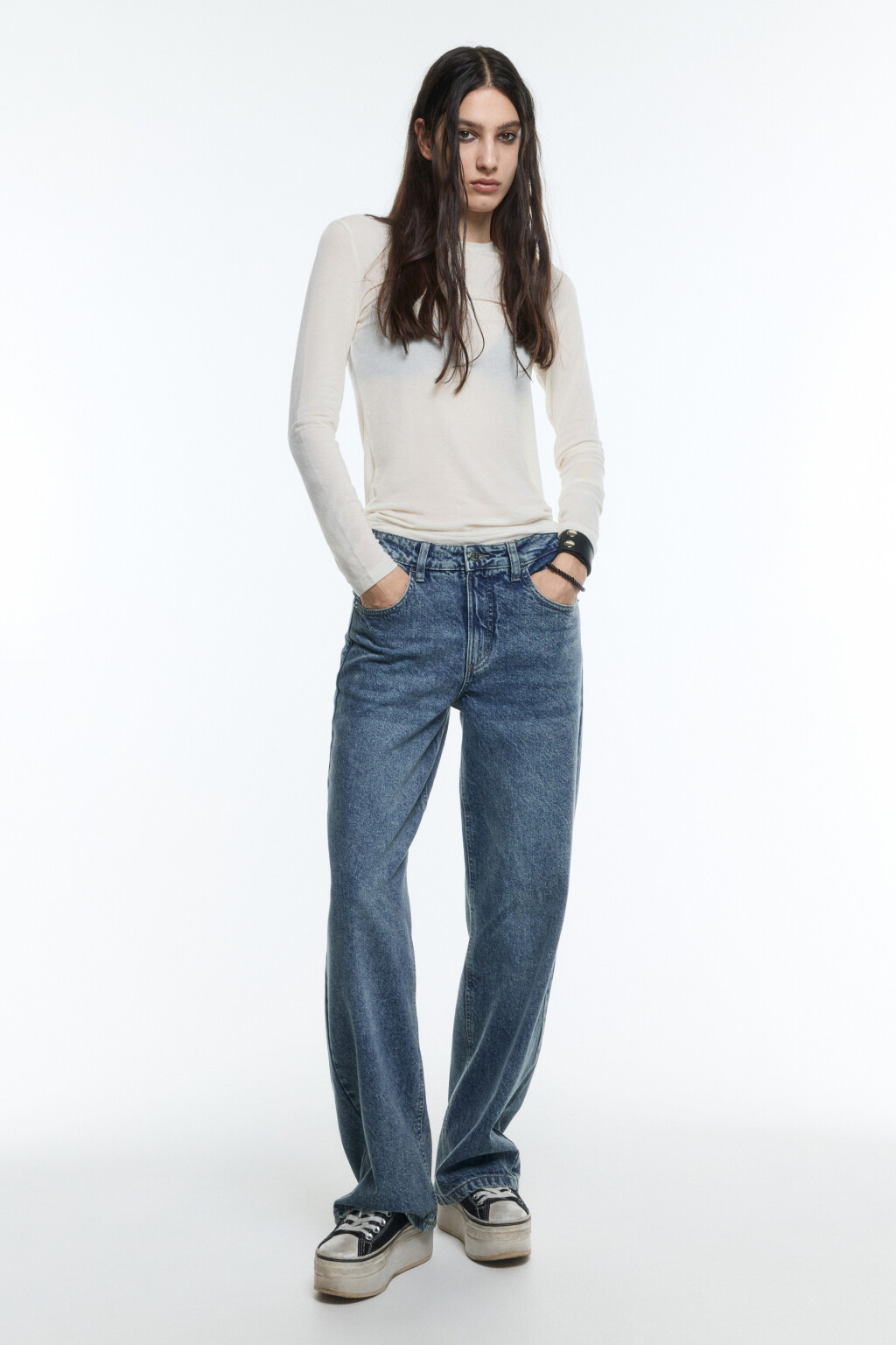 Джинсы straight fit прямые со средней посадкой - цвет синий - 5