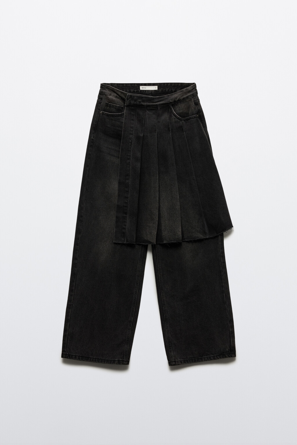 Джинсы широкие с плиссированной юбкой - цвет серый - 7