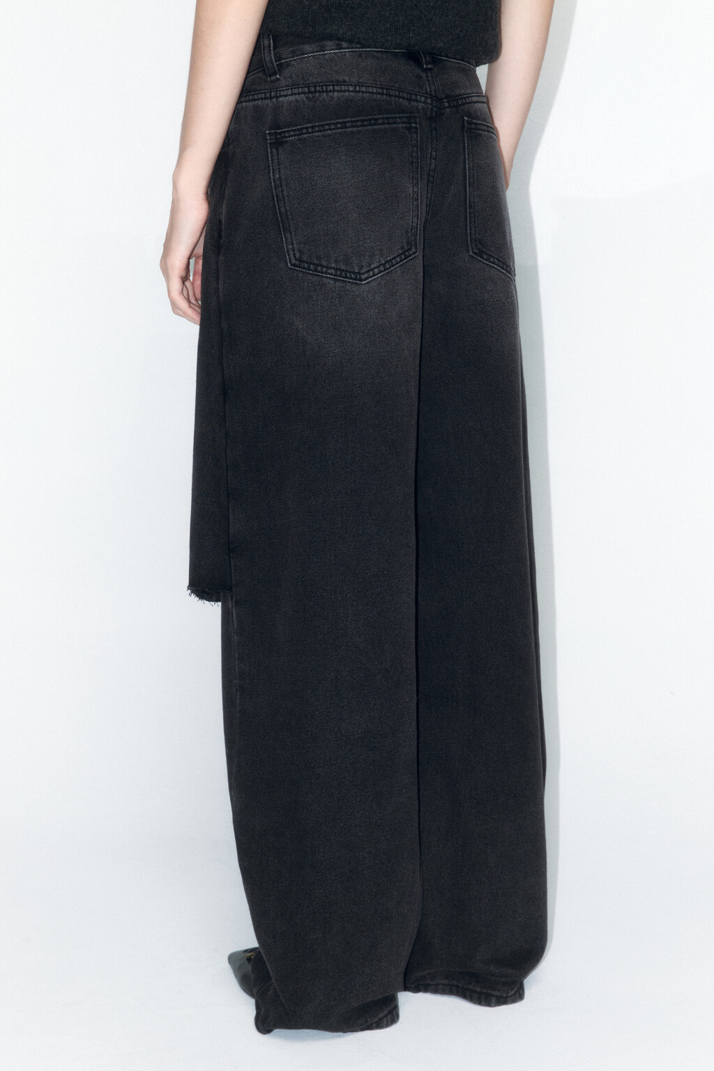 Джинсы широкие с плиссированной юбкой - цвет серый - 5
