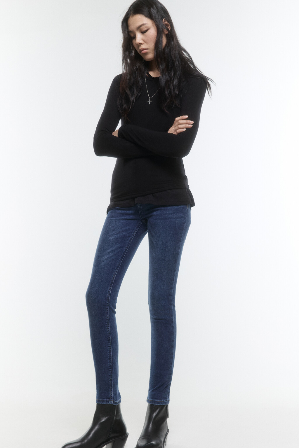 Джинсы skinny fit с высокой посадкой - цвет голубой - 1