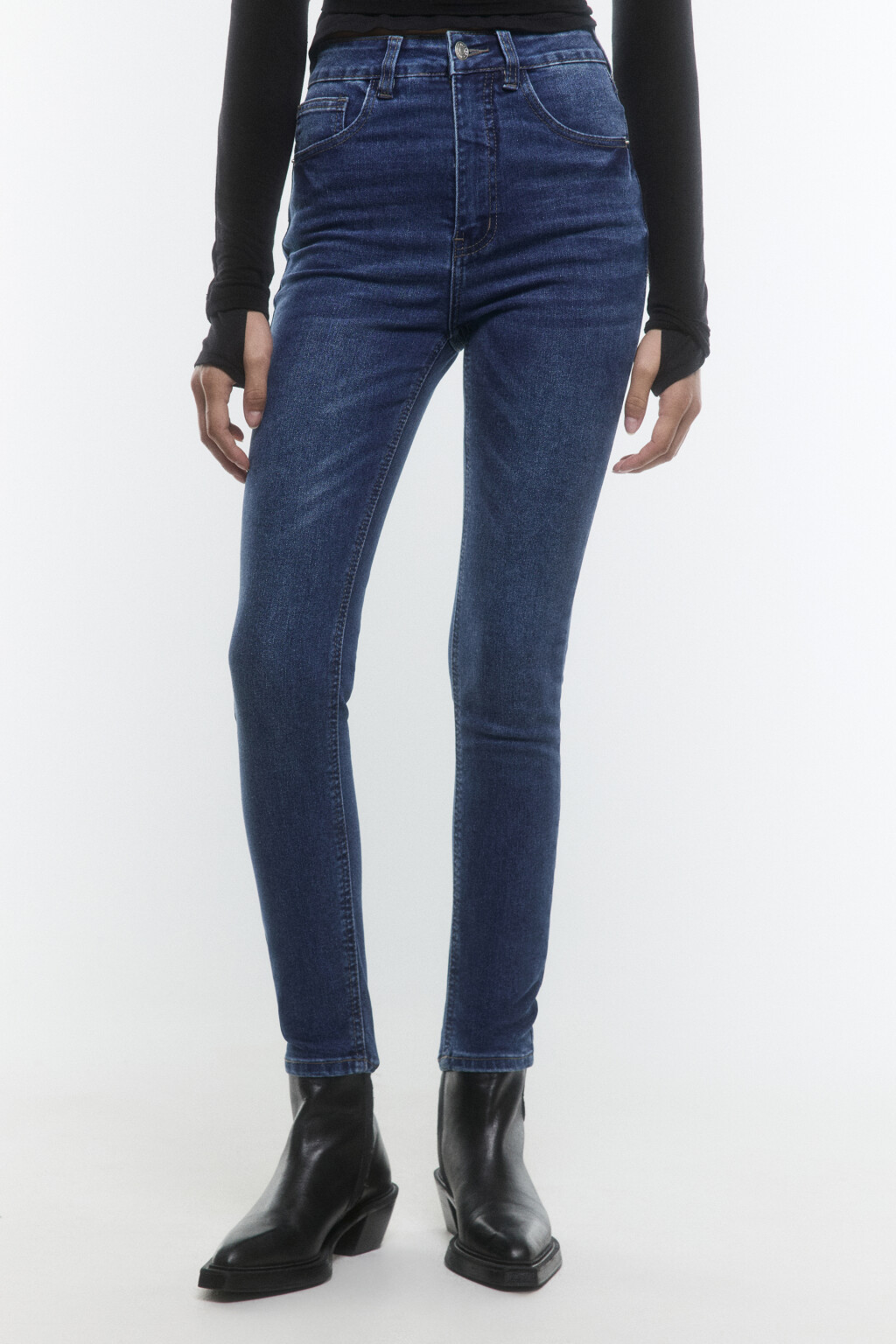 Джинсы skinny fit с высокой посадкой - цвет голубой - 3