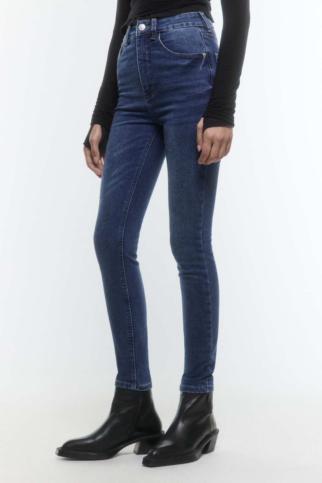 Джинсы skinny fit с высокой посадкой - цвет голубой - 4