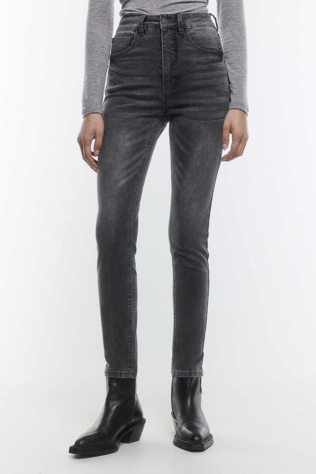 Джинсы skinny fit с высокой посадкой - цвет серый - 3
