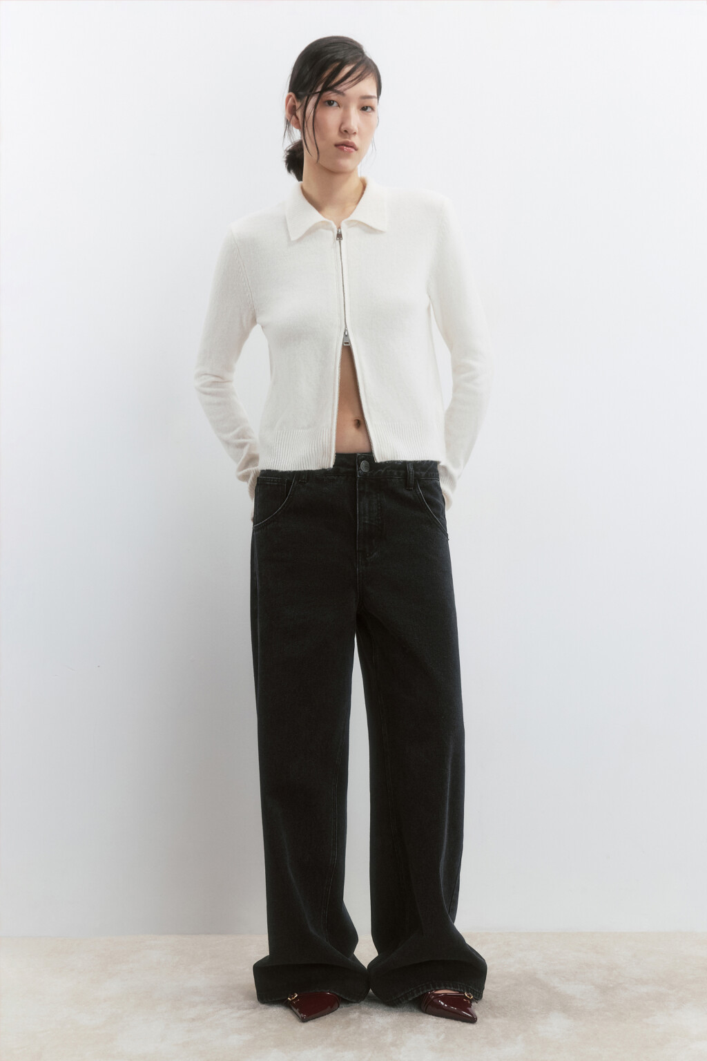 Джинсы baggy fit со средней посадкой - цвет серый - 1