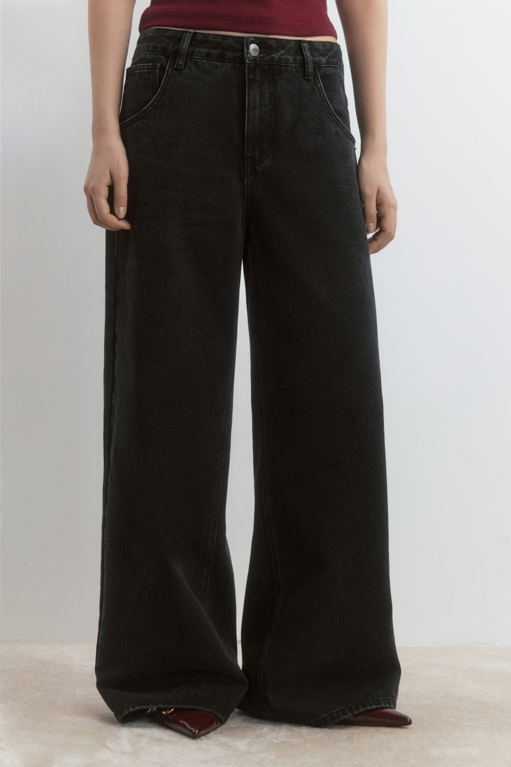 Джинсы baggy fit со средней посадкой - цвет серый - 2