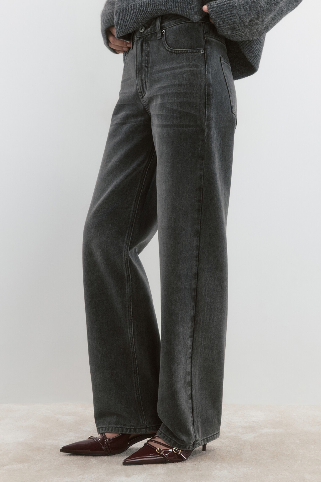 Джинсы прямые со средней посадкой - цвет серый - 3