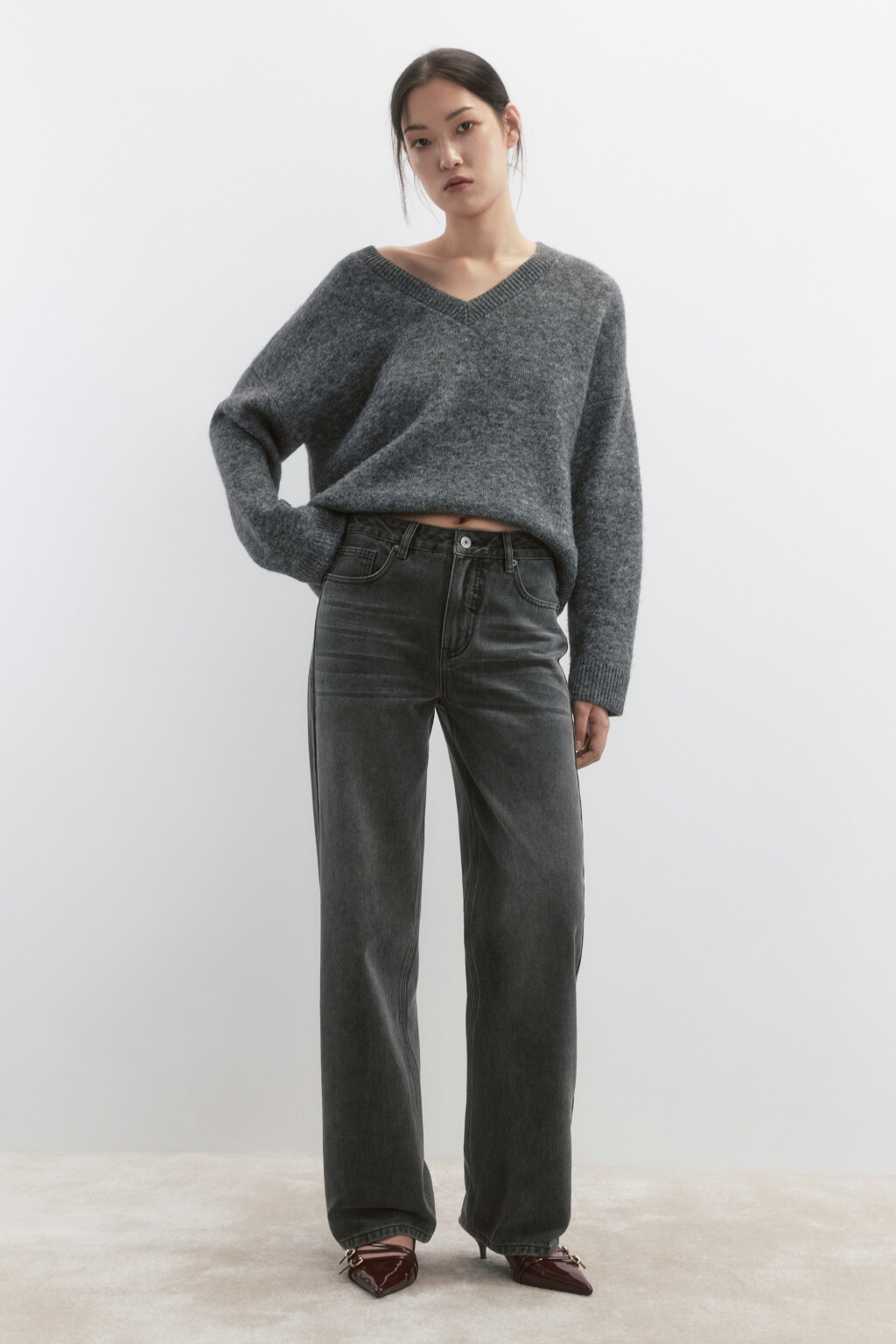 Джинсы прямые со средней посадкой - цвет серый - 5