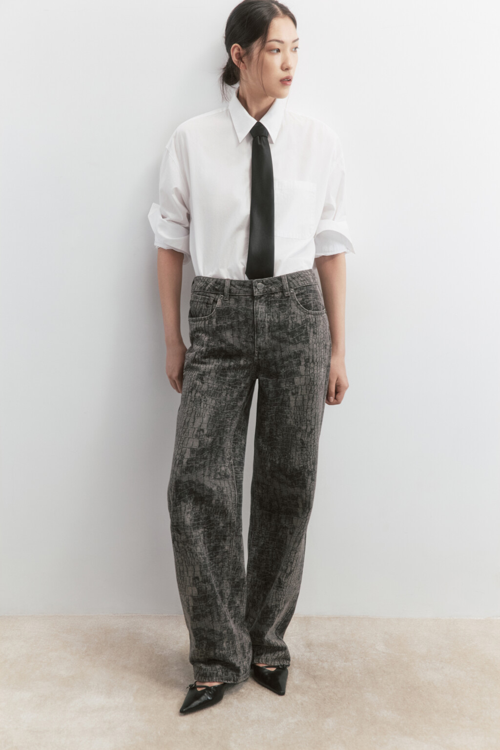 Джинсы прямые прямые с принтом - цвет темный тинт - 5