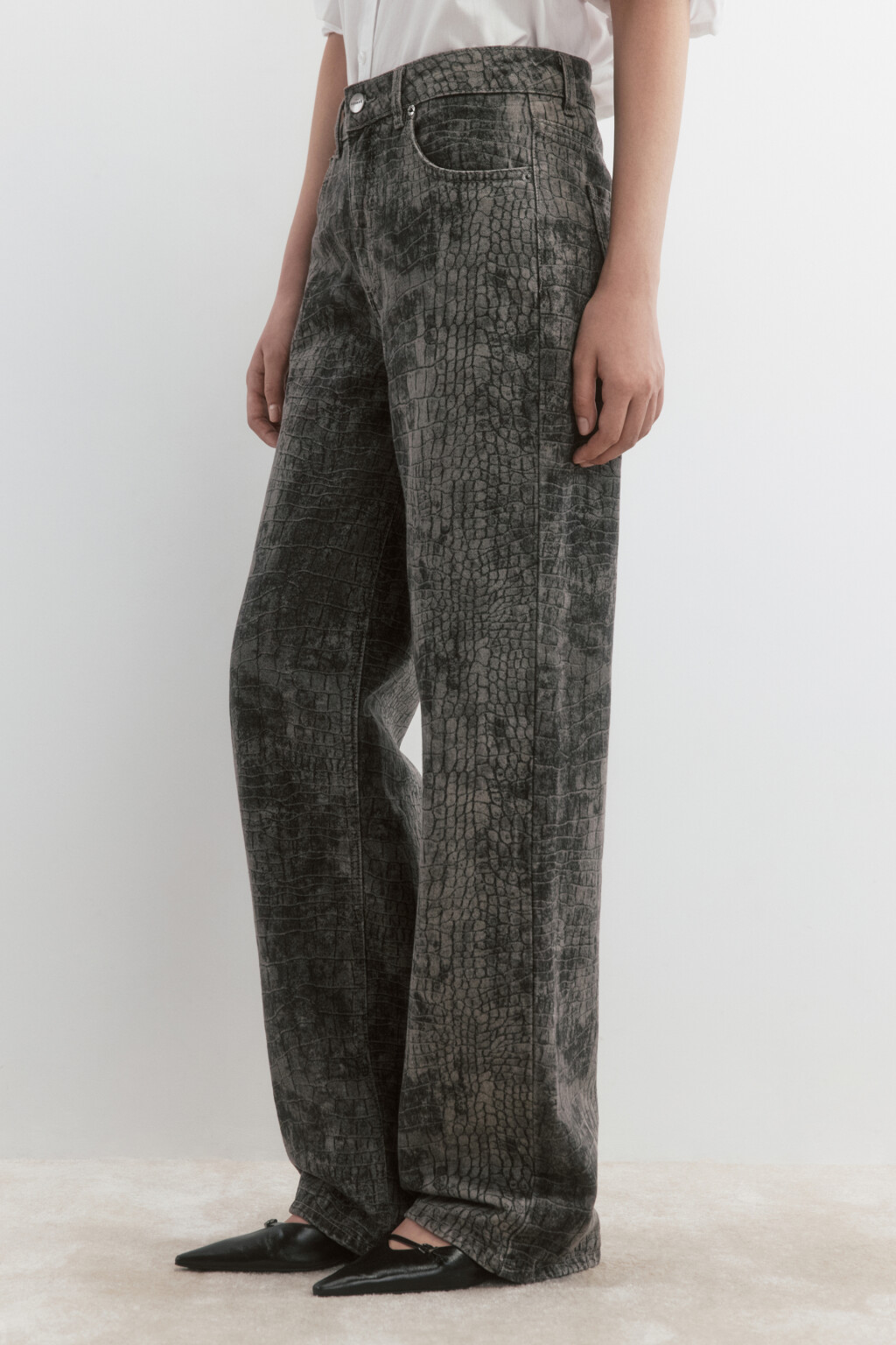 Джинсы прямые прямые с принтом - цвет темный тинт - 2