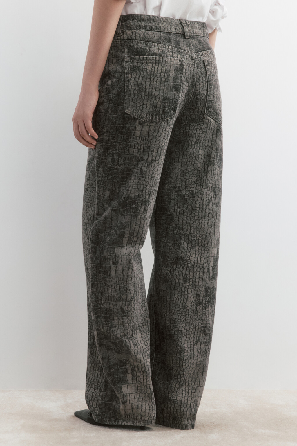 Джинсы прямые прямые с принтом - цвет темный тинт - 3