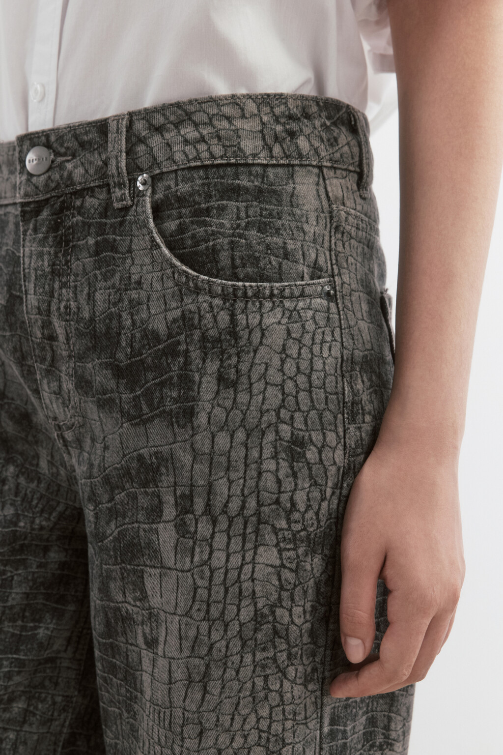 Джинсы прямые прямые с принтом - цвет темный тинт - 6