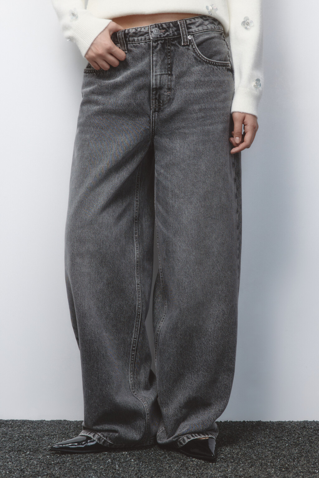 Джинсы baggy fit со средней посадкой - цвет серый - 2