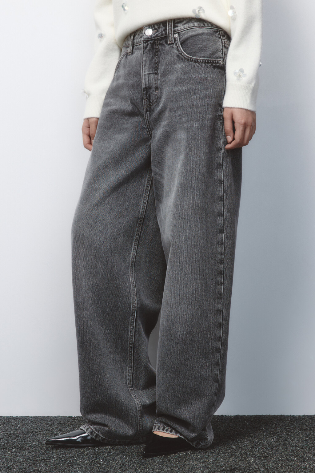 Джинсы baggy fit со средней посадкой - цвет серый - 3