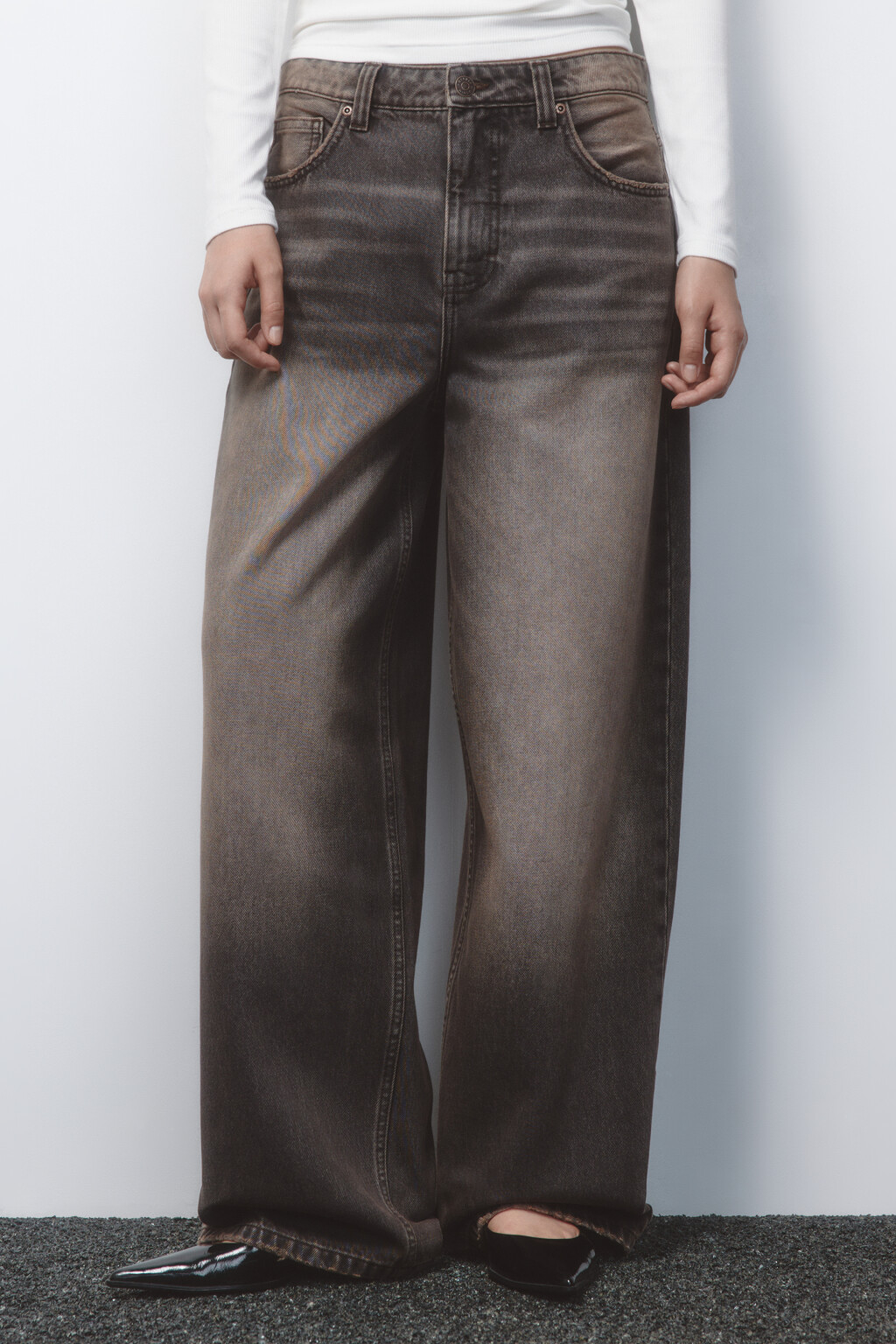 Джинсы baggy fit со средней посадкой - цвет коричневый - 2
