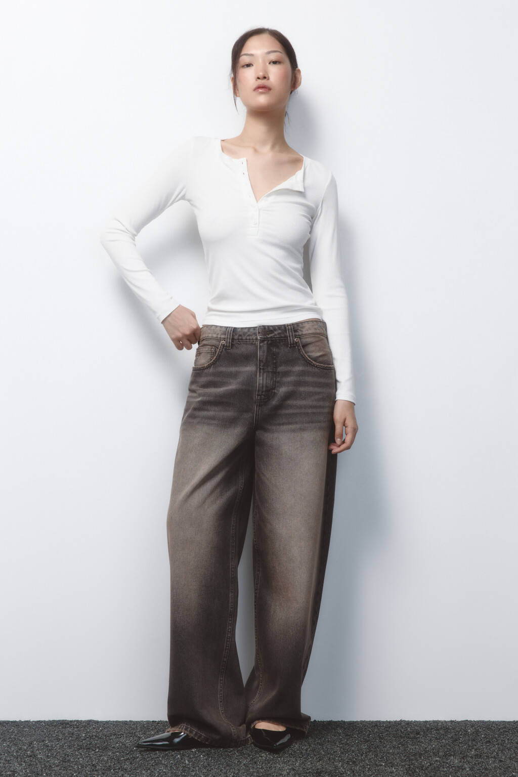 Джинсы baggy fit со средней посадкой - цвет коричневый - 5