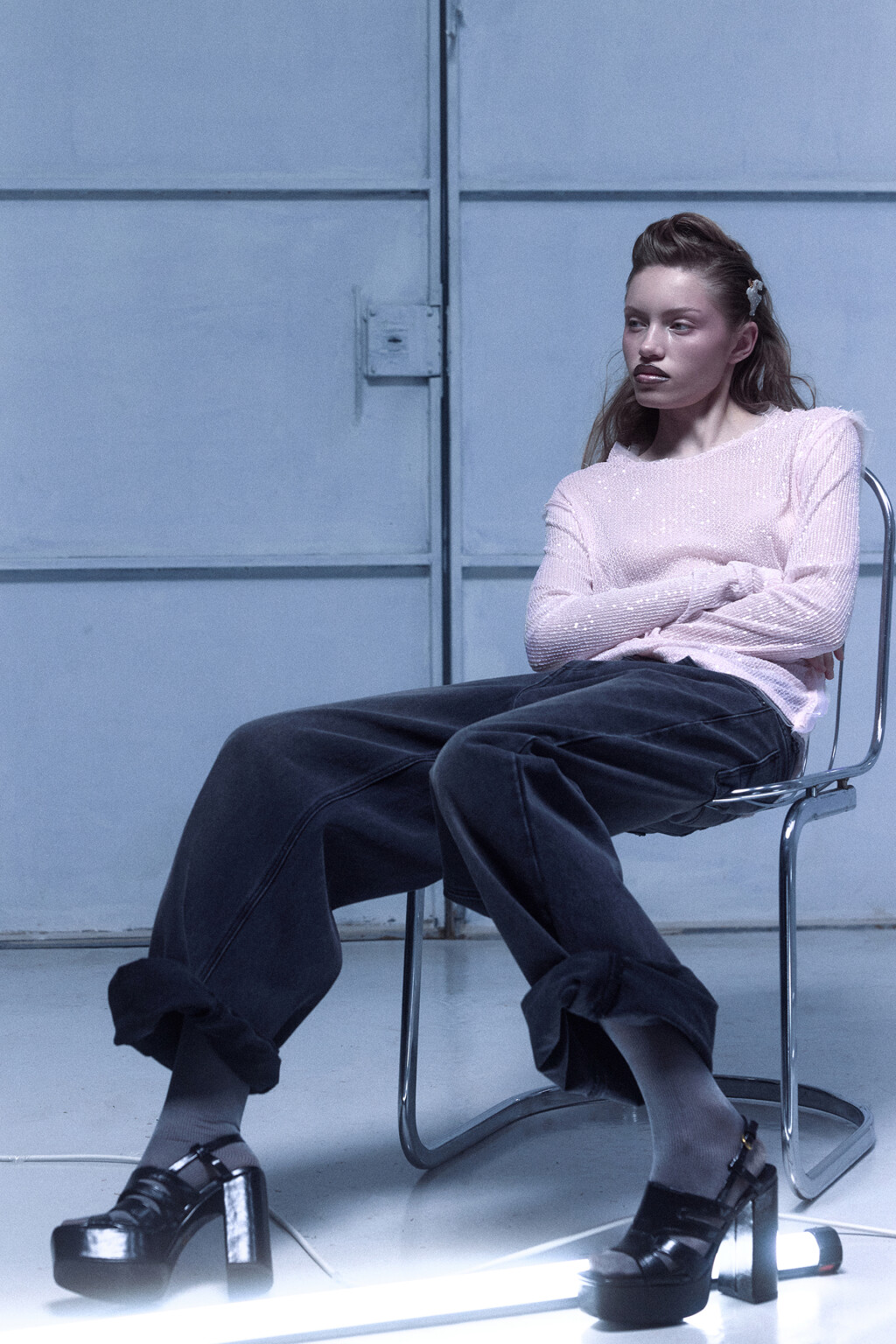 Джинсы baggy fit с эффектом масляной стирки - цвет серый - 10