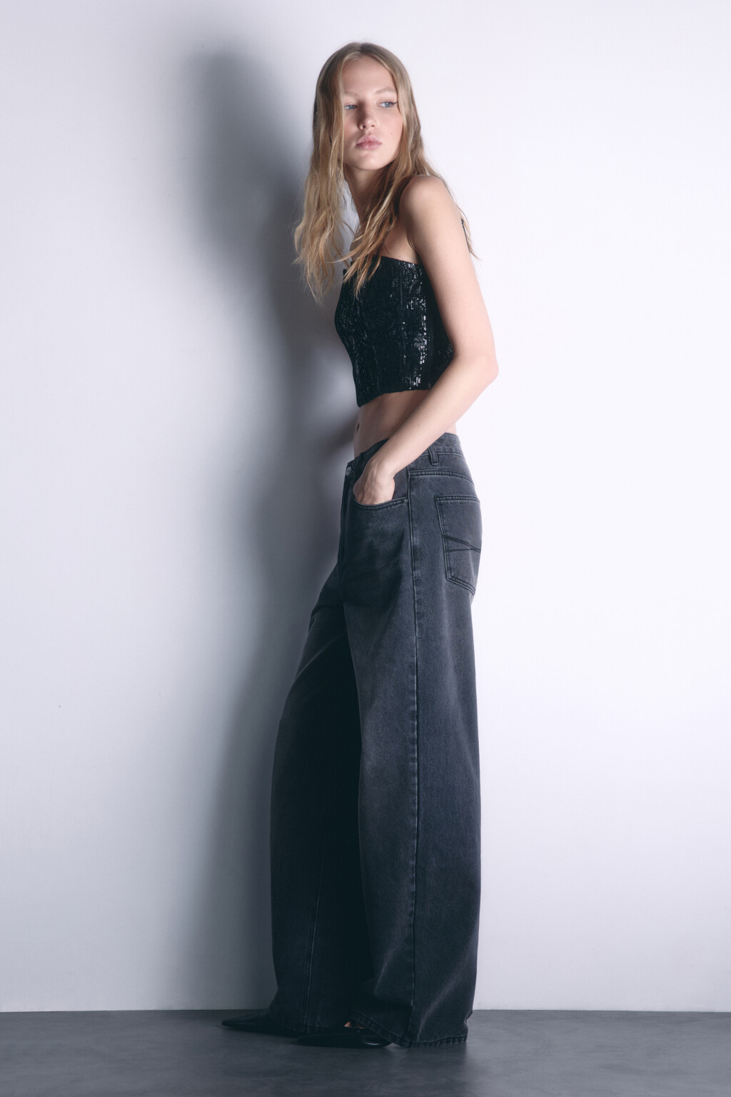 Джинсы baggy fit с эффектом масляной стирки - цвет серый - 2