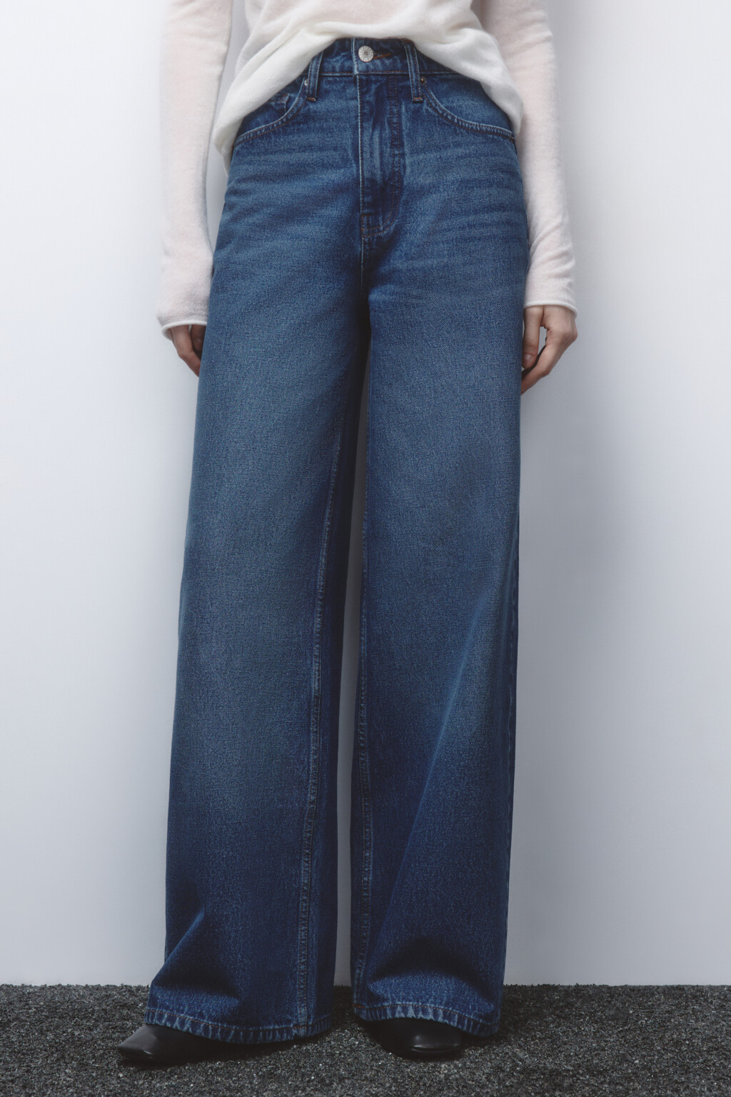 Джинсы wide leg широкие с высокой посадкой - цвет голубой - 2