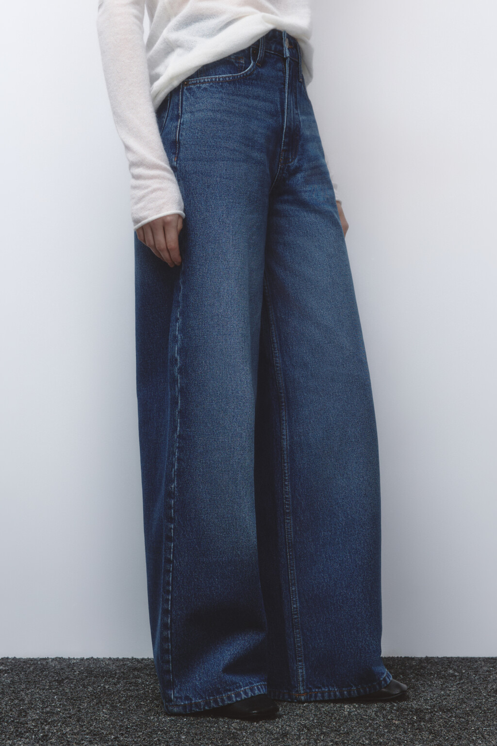 Джинсы wide leg широкие с высокой посадкой - цвет голубой - 3