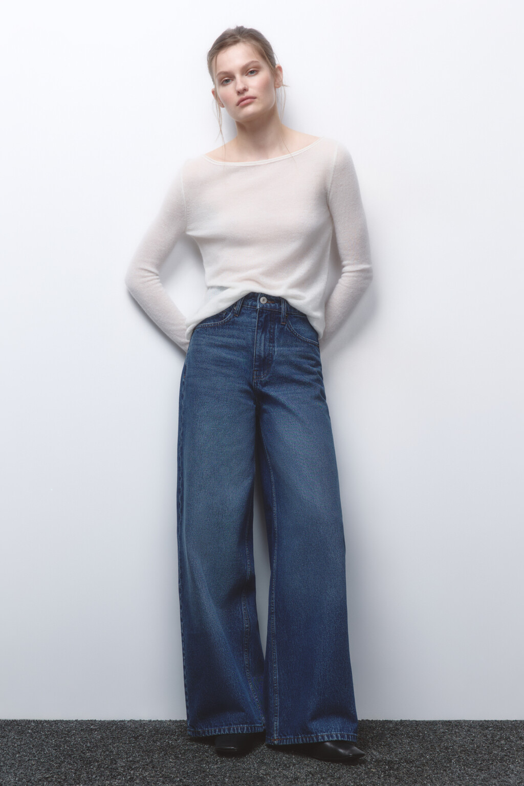 Джинсы wide leg широкие с высокой посадкой - цвет голубой - 5