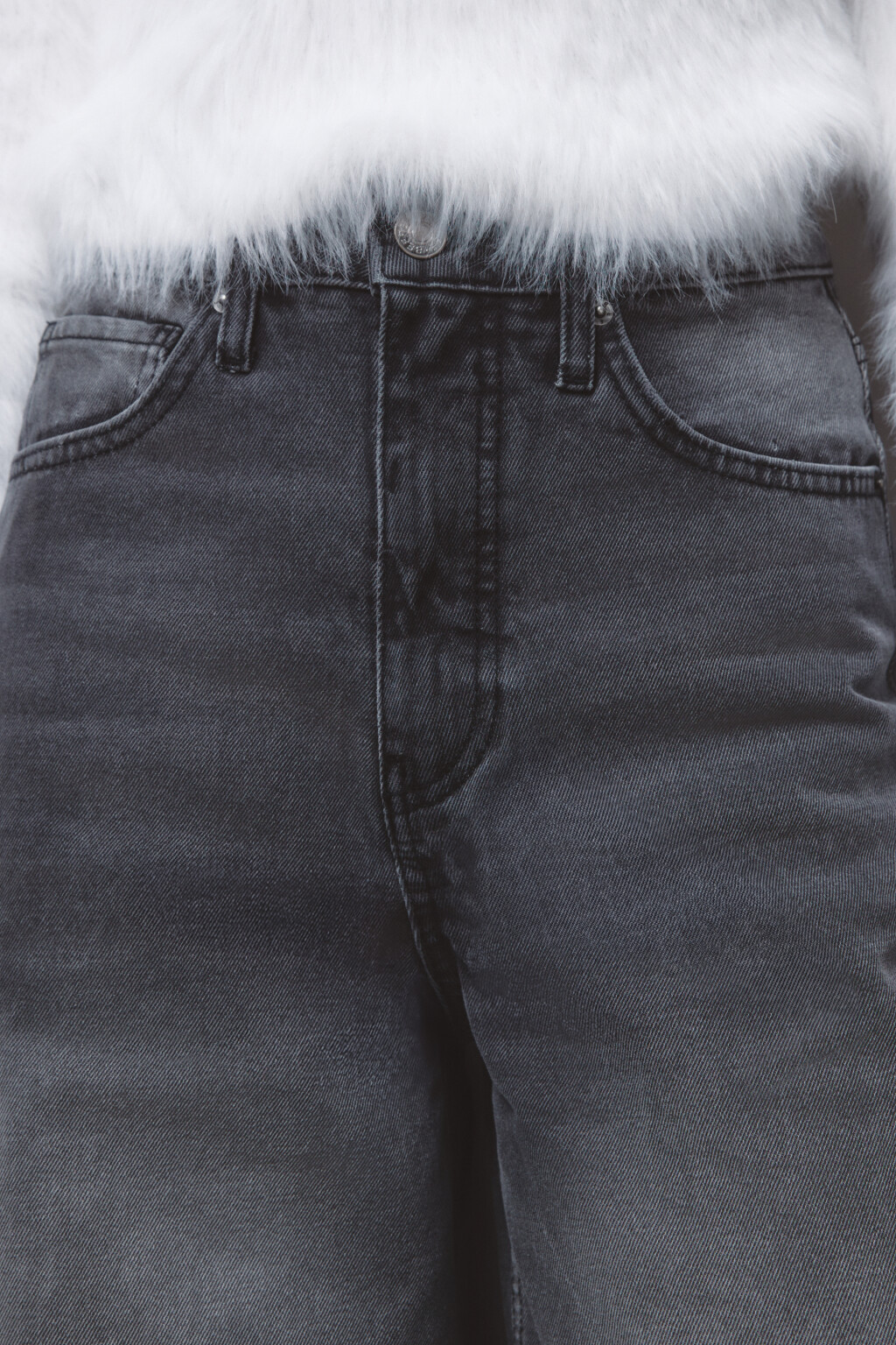 Джинсы wide leg широкие с высокой посадкой - цвет серый - 7