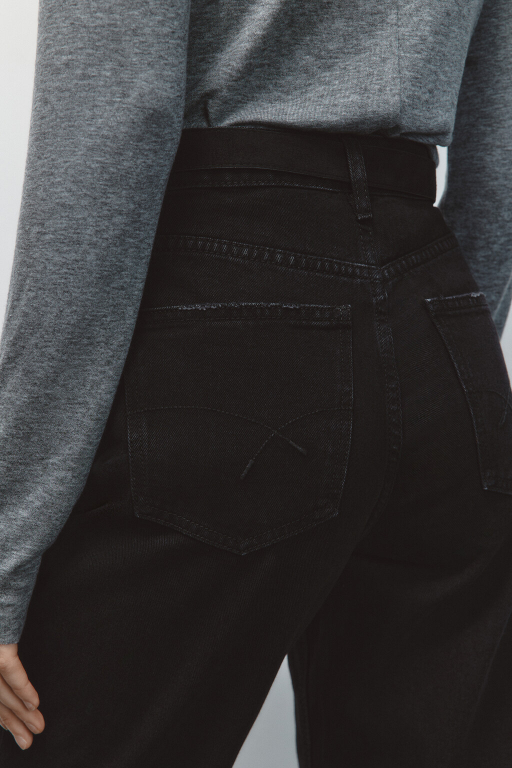 Джинсы mom с высокой посадкой и ремнем - цвет черный - 6