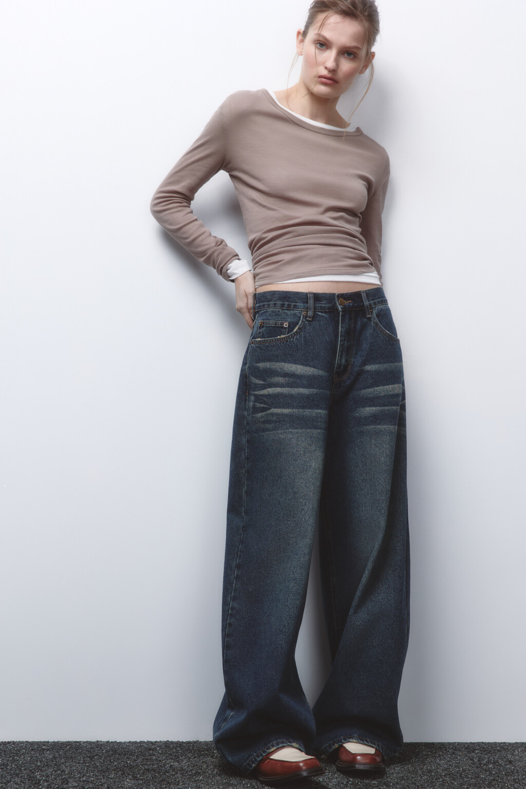 Джинсы baggy fit со средней посадкой - цвет синий - 1