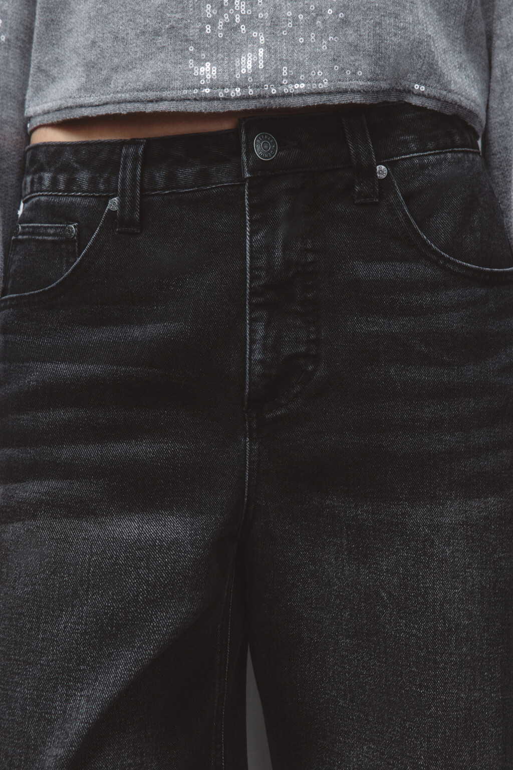 Джинсы широкие с высокой посадкой - цвет черный - 6