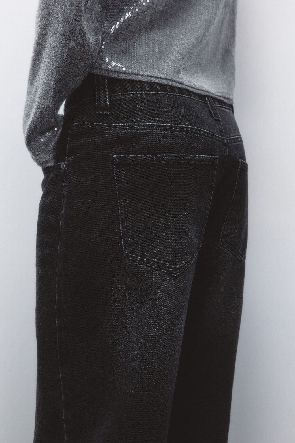 Джинсы широкие с высокой посадкой - цвет черный - 7