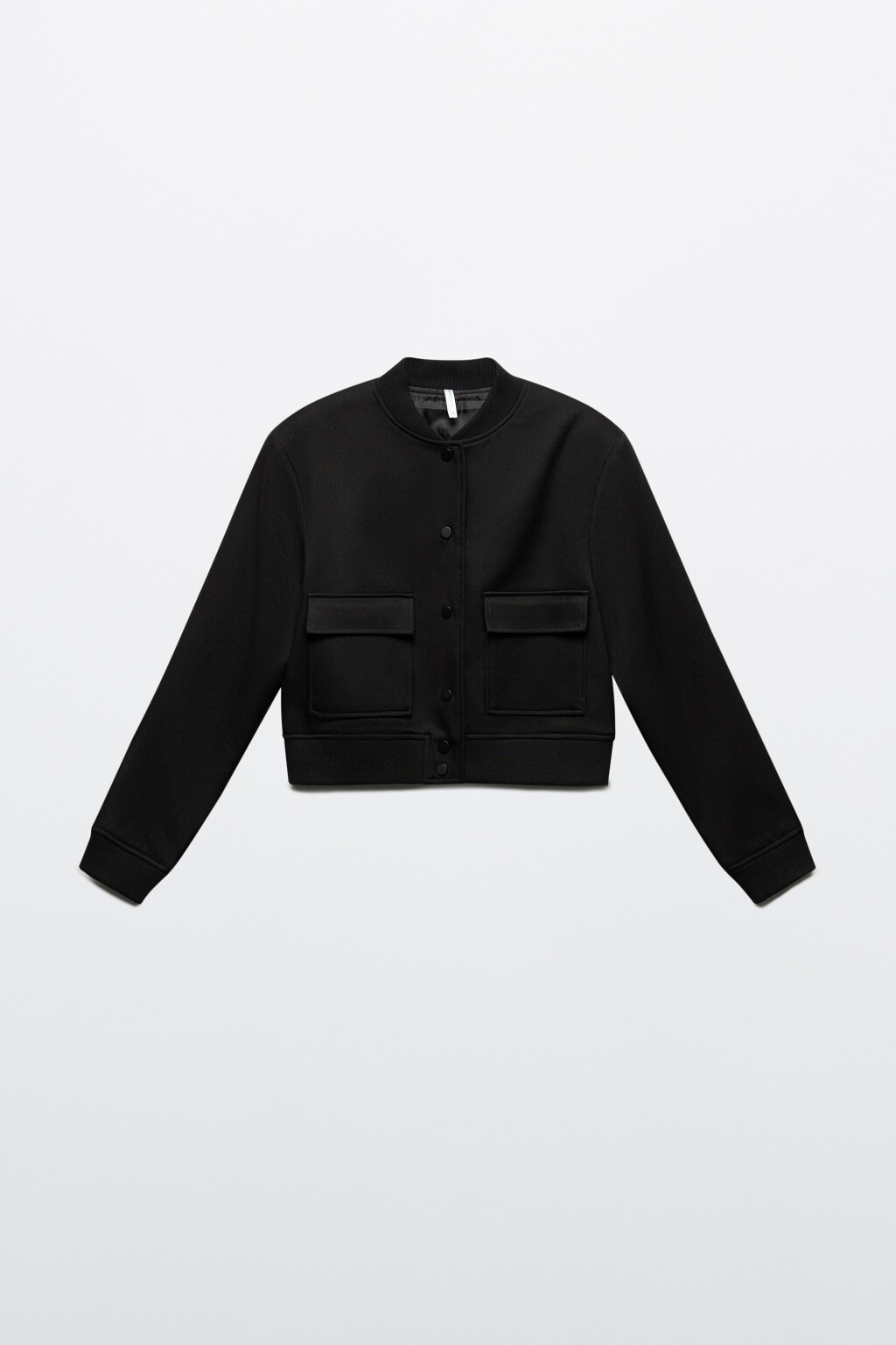 Жакет-бомбер укороченный с накладными карманами - цвет черный - 11