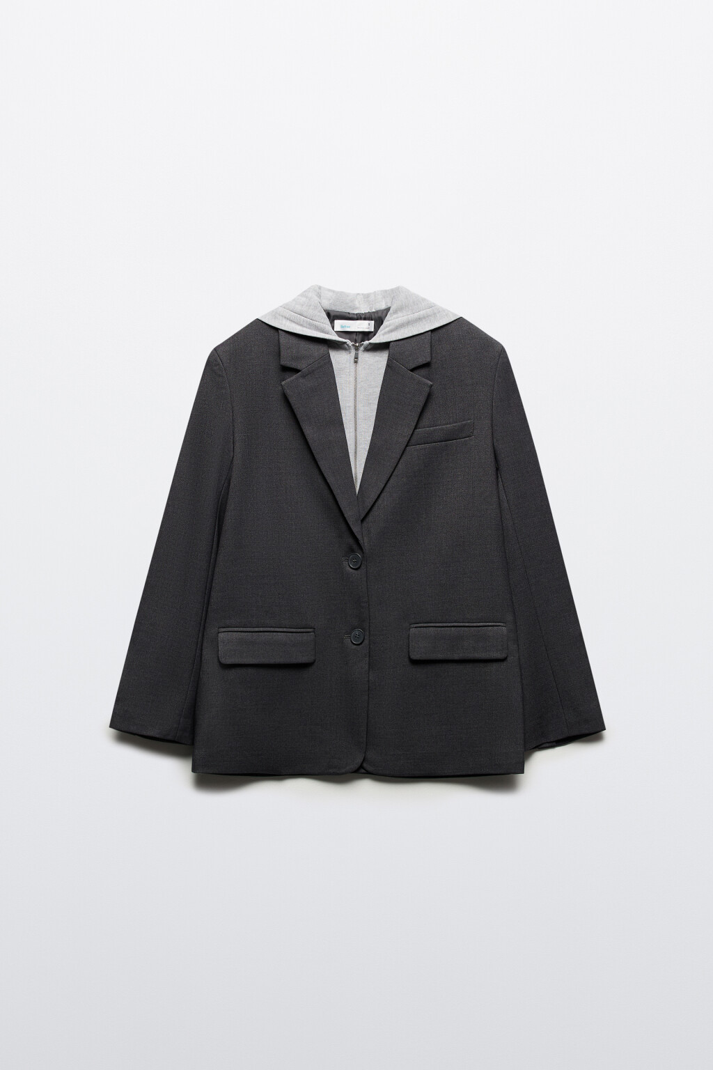 Пиджак oversize с имитацией худи с капюшоном - цвет серый - 9