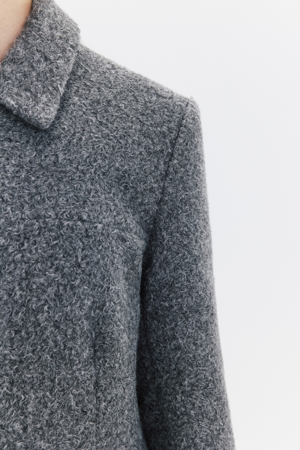 Жакет укороченный из ткани букле - цвет серый - 8