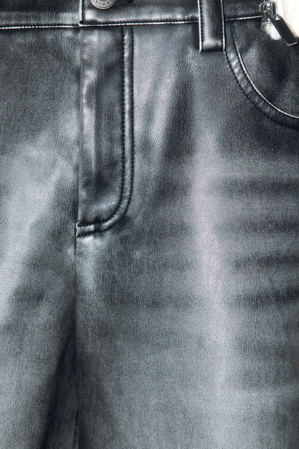 Брюки широкие из стираной искусственной кожи - цвет серый - 7