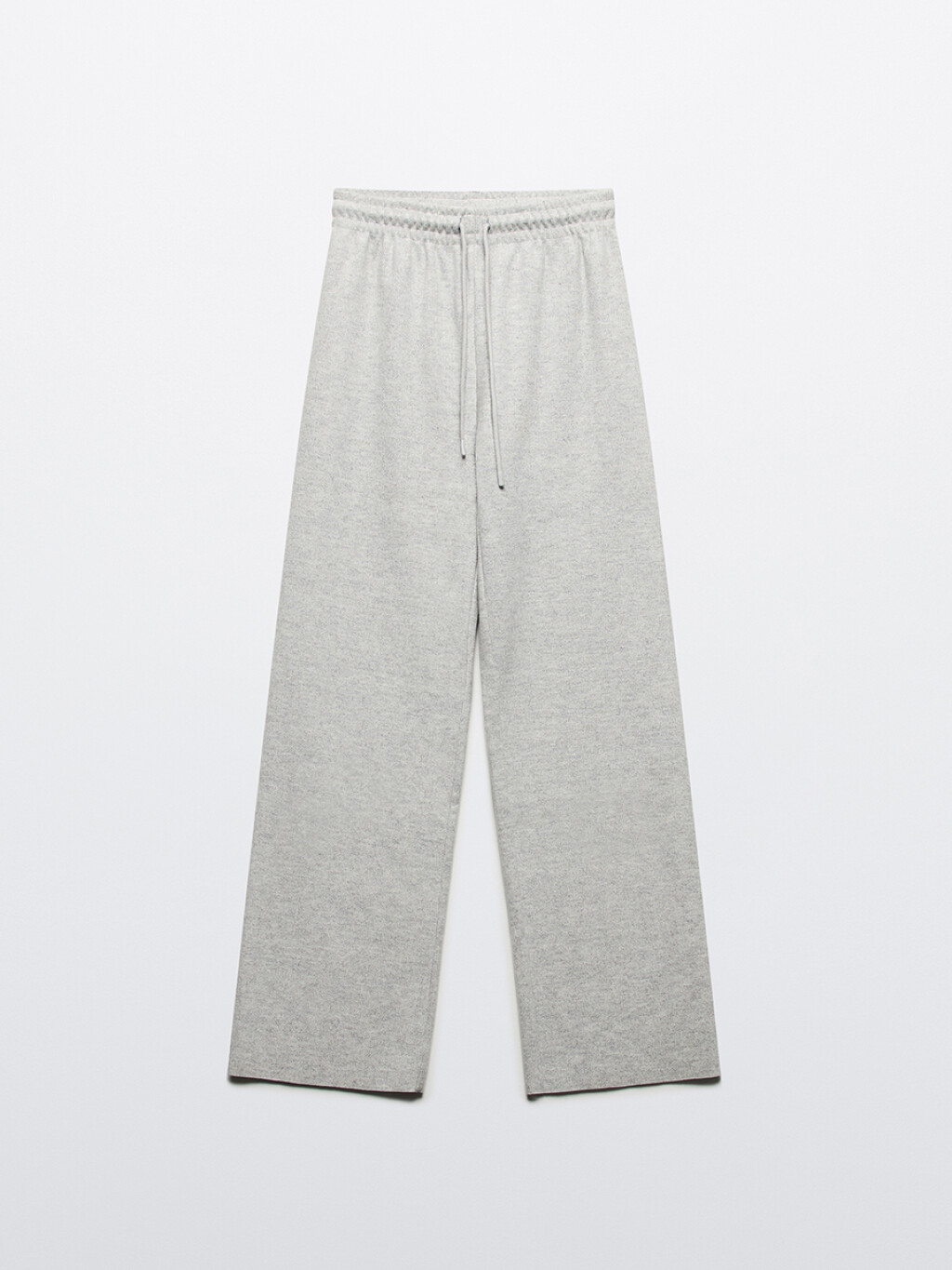 Брюки широкие из теплого вязаного трикотажа - цвет серый - 8