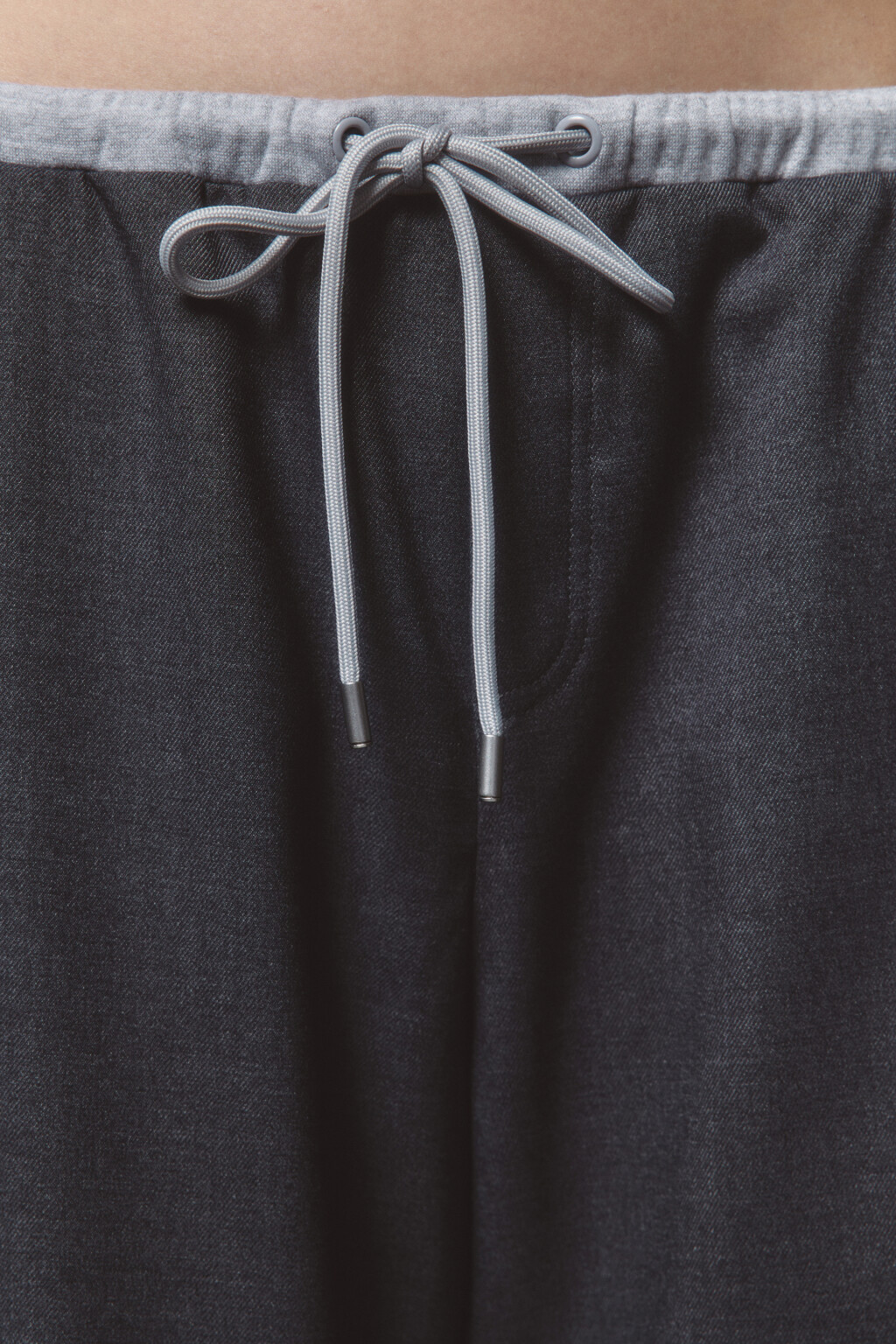 Брюки широкие костюмные с двойным поясом - цвет серый - 6