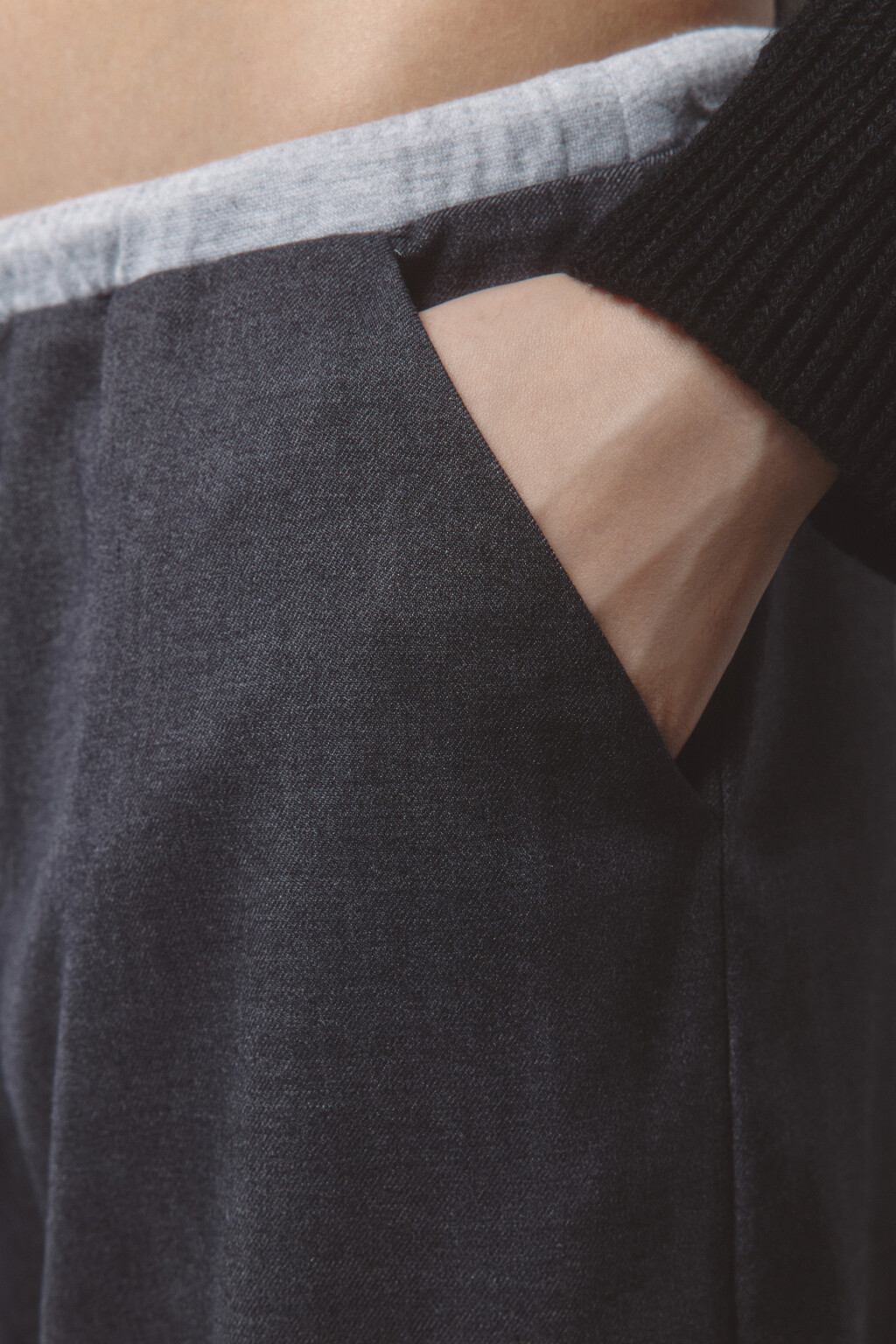 Брюки широкие костюмные с двойным поясом - цвет серый - 7