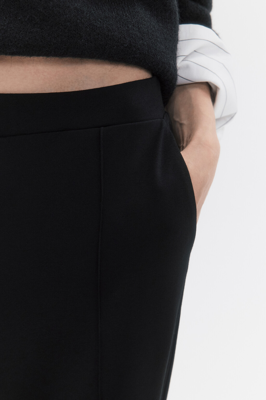 Брюки костюмные из эластичной ткани - цвет черный - 5