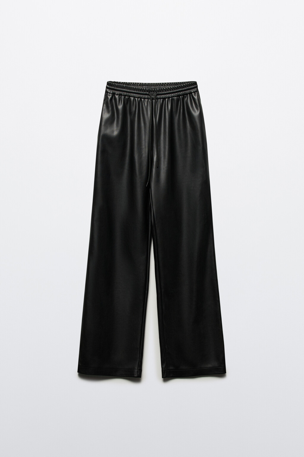 Брюки широкие из искусственной кожи - цвет черный - 9