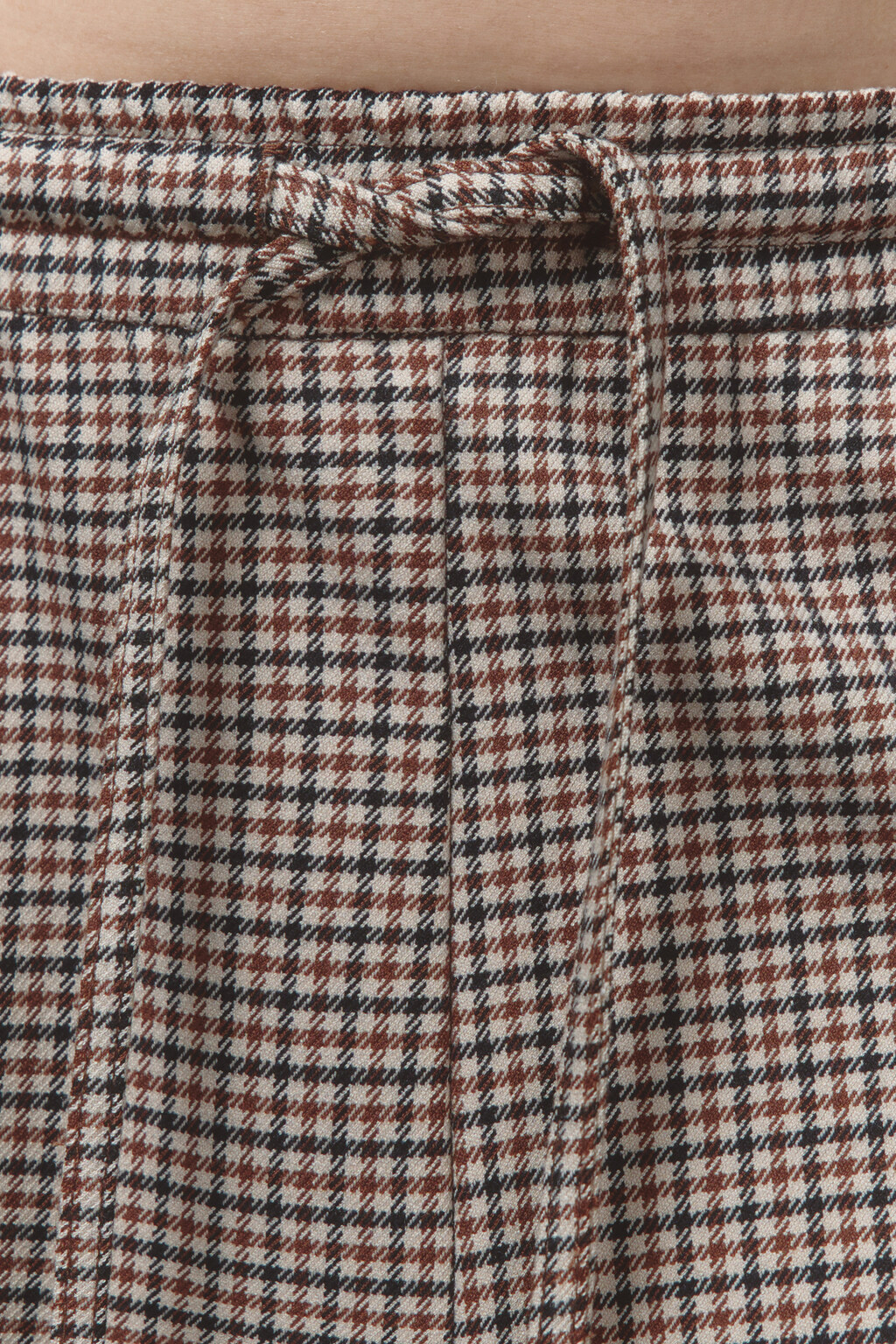 Брюки широкие клетчатые с поясом на завязках - цвет бежевый - 6