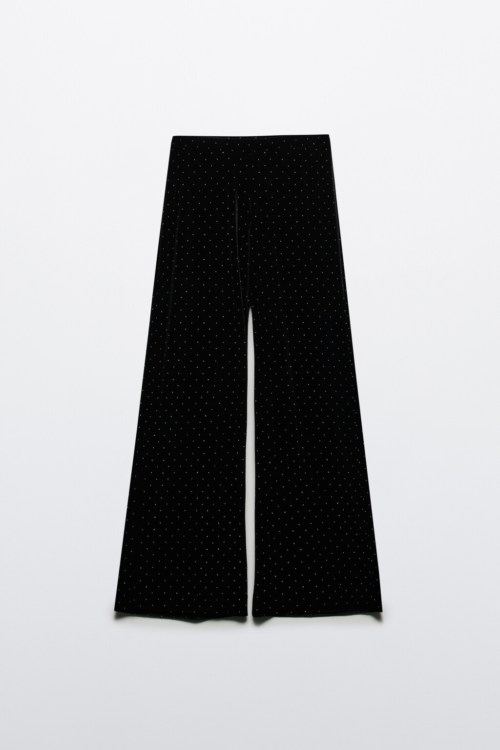 Брюки широкие бархатные со стразами - цвет черный - 8