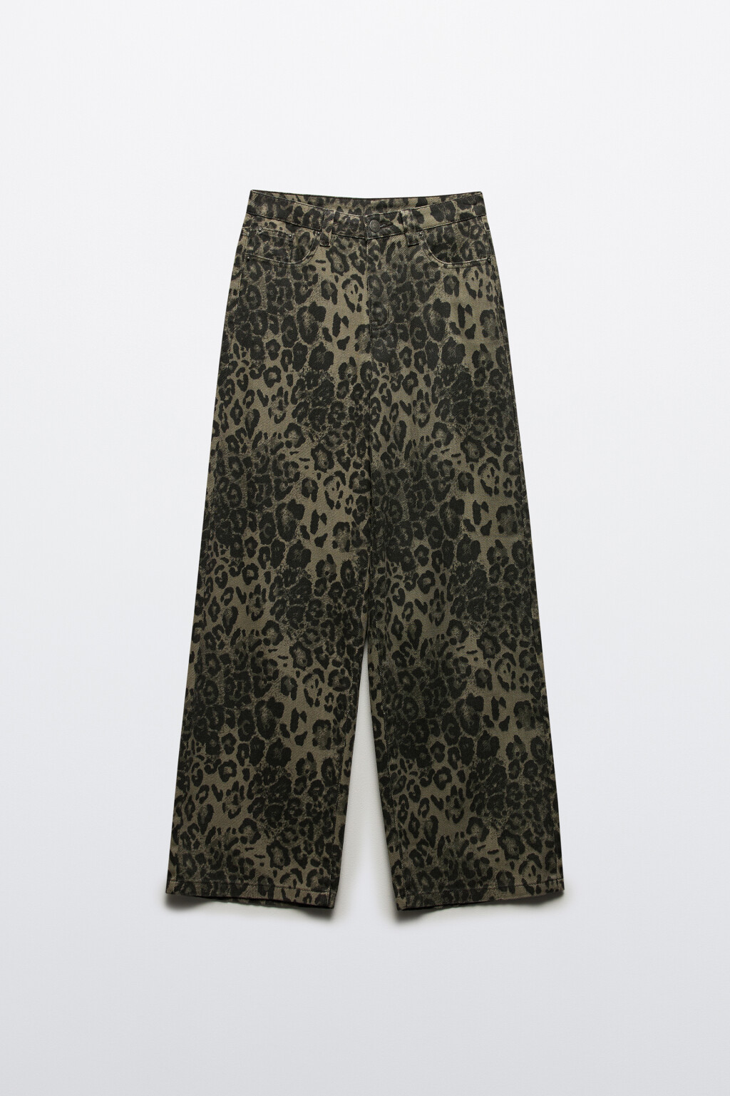 Брюки широкие с леопардовым принтом - цвет зеленый - 9