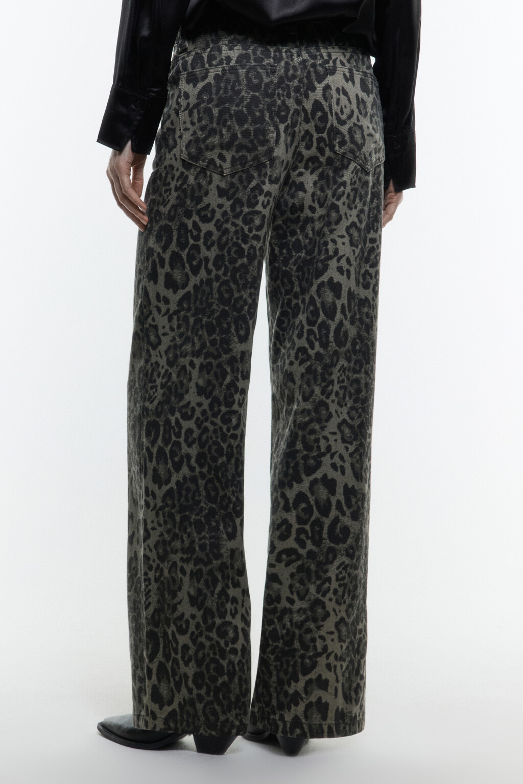 Брюки широкие с леопардовым принтом - цвет зеленый - 5