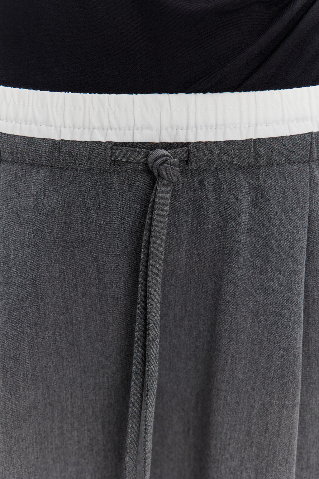 Брюки широкие костюмные с двойным поясом - цвет серый - 7