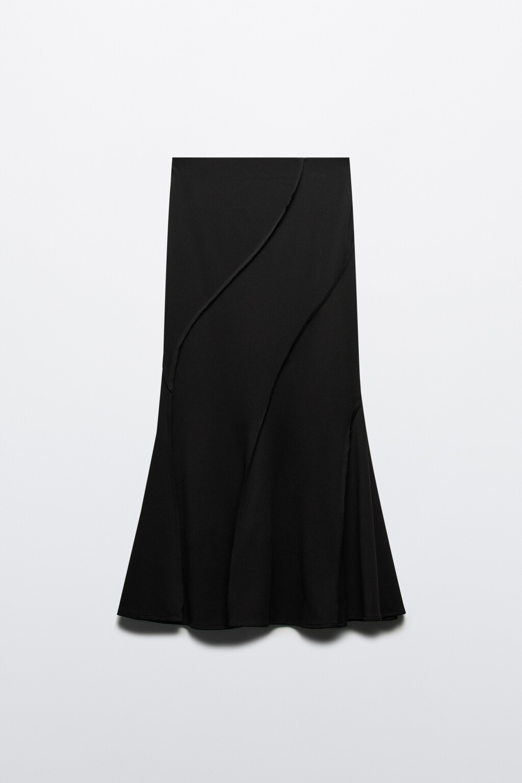 Юбка-годе макси трикотажная с воланом - цвет черный - 9
