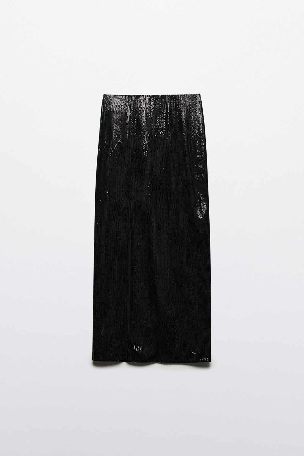 Юбка миди прямая с пайетками и разрезом - цвет черный - 10