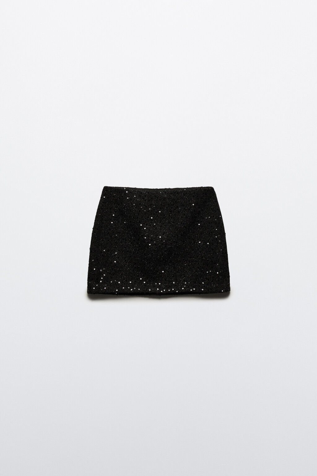 Юбка мини прямая твидовая с пайетками - цвет черный - 8