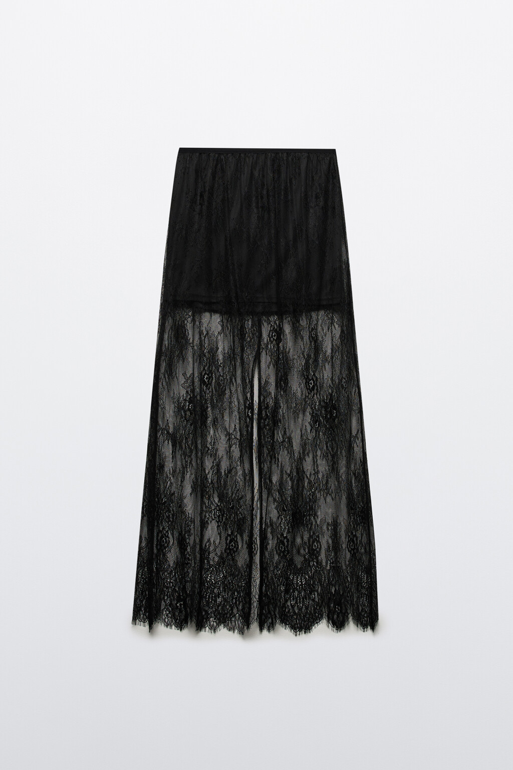 Юбка макси кружевная с короткой подкладкой - цвет черный - 11