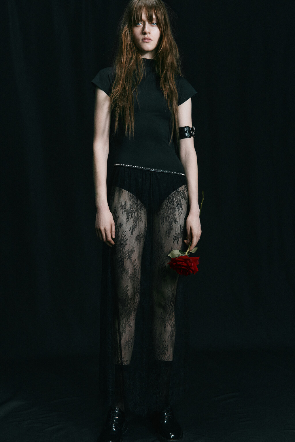 Юбка макси кружевная с короткой подкладкой - цвет черный - 10